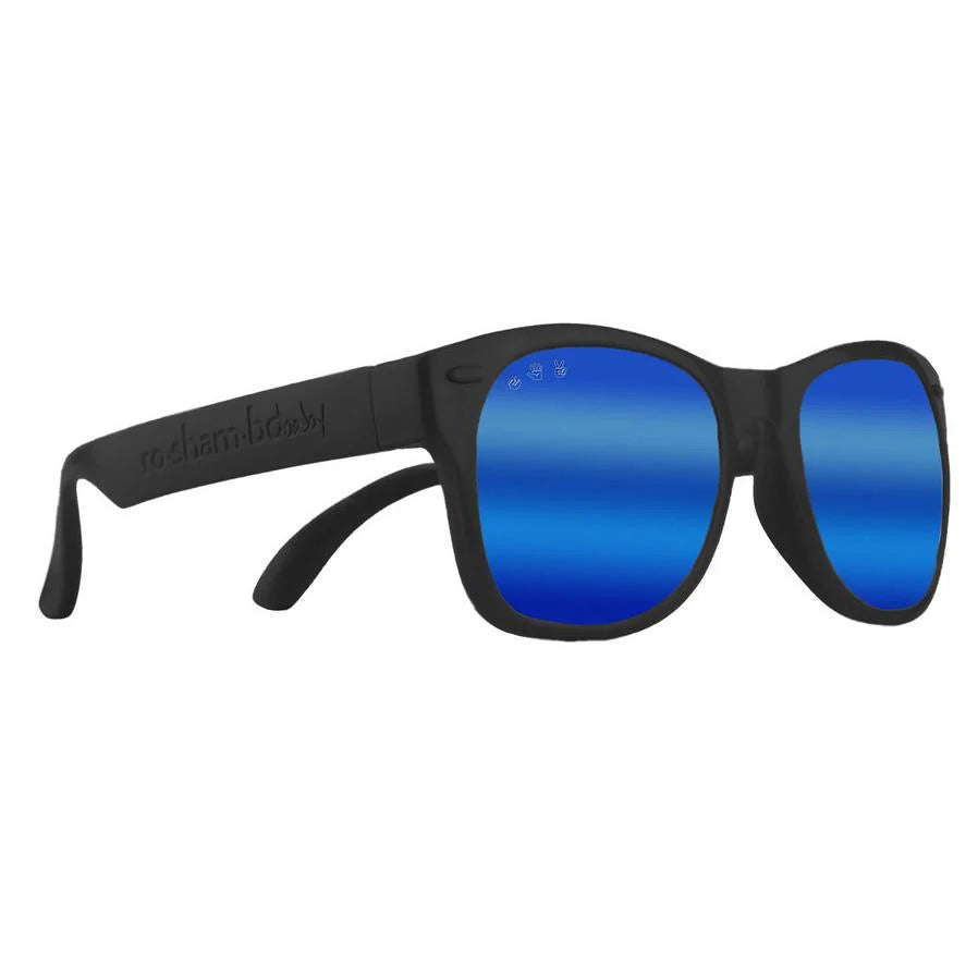 ROSHAMBO Black Baby Blue Mirror Sunglasses
